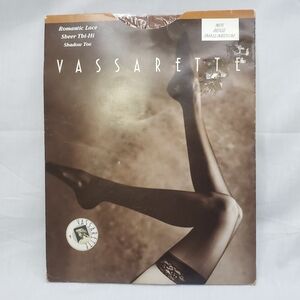 Vassarette Romantic Lace Sheer Dark Beige Thigh Highs 9075 Size Small/Medium